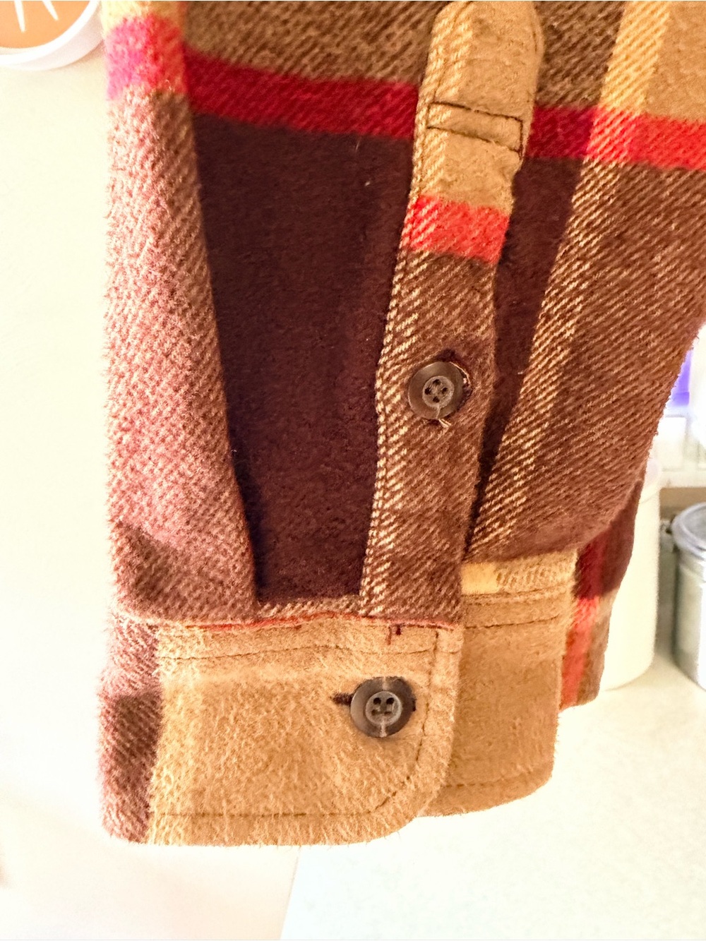 Vans Norbeck Plaid “Off The Wall” Flannel Shacket Brown, Burgundy, Tan. Large. - Picture 6 of 9